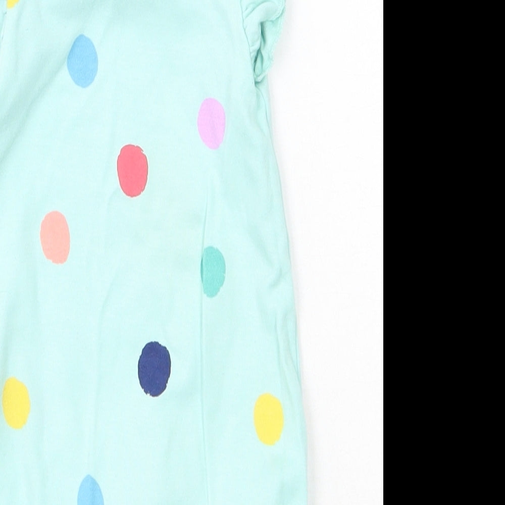 NEXT Girls Blue Polka Dot Cotton Romper One-Piece Size Newborn  Snap