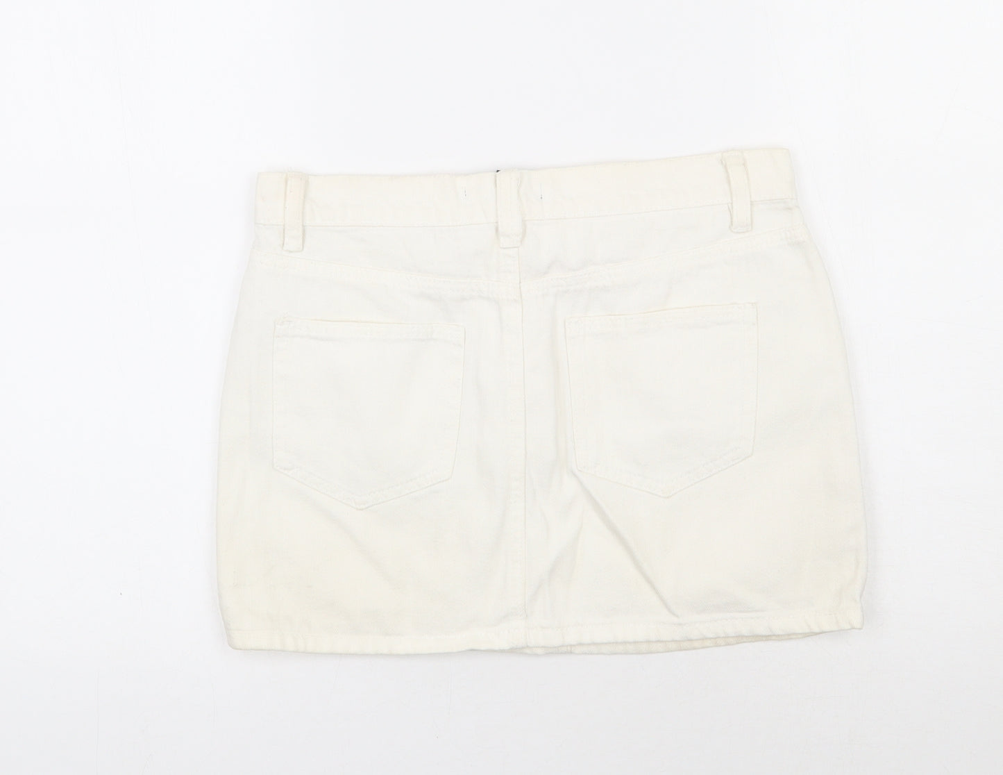 FOREVER 21 Womens White  Cotton Mini Skirt Size 28 in   Button
