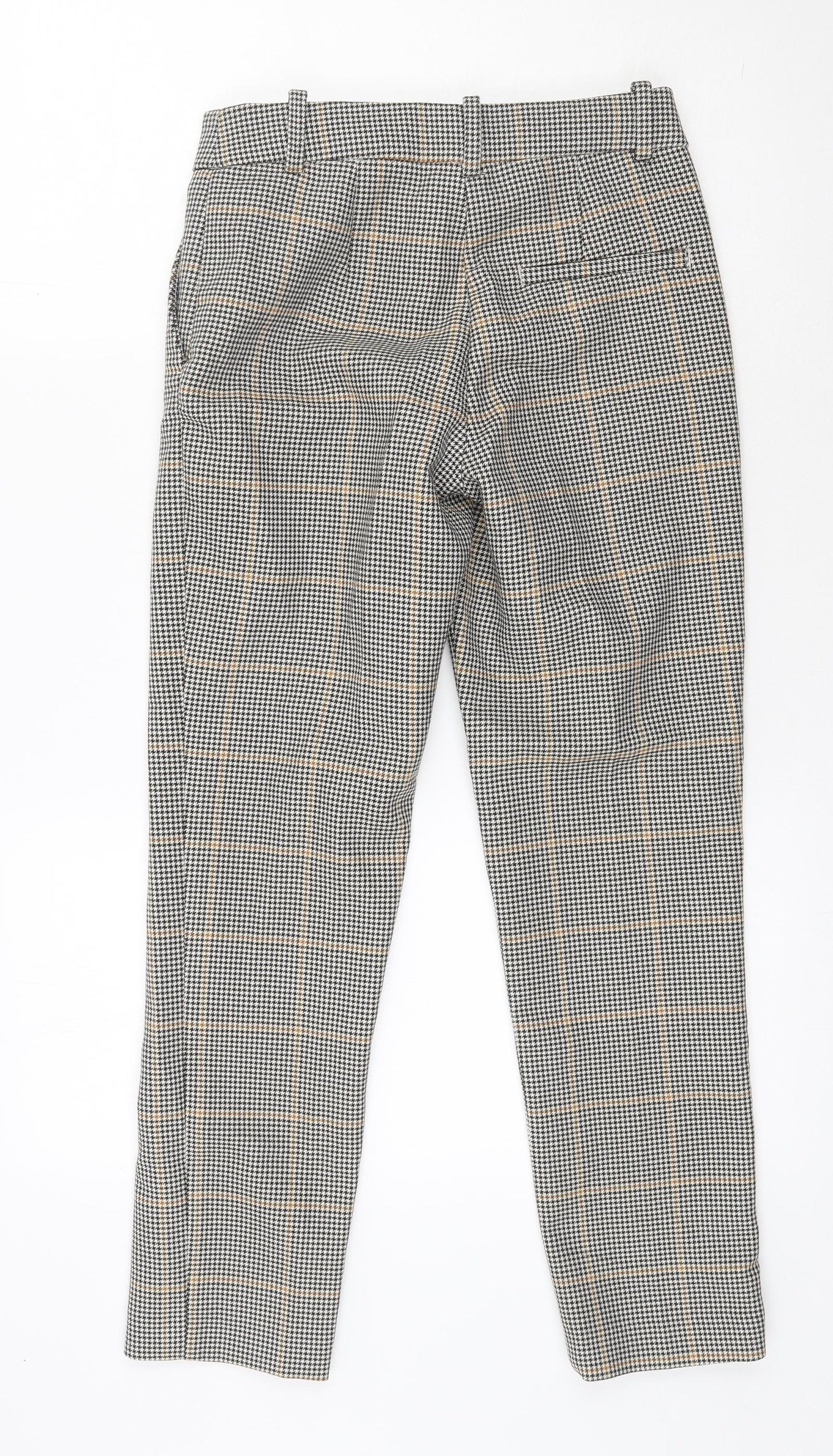 H&M Womens Black Houndstooth Polyester Trousers  Size 8 L26 in Regular Zip