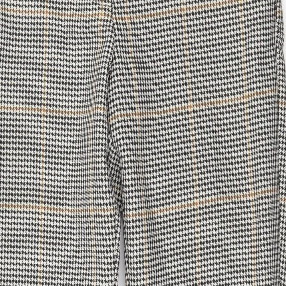 H&M Womens Black Houndstooth Polyester Trousers  Size 8 L26 in Regular Zip