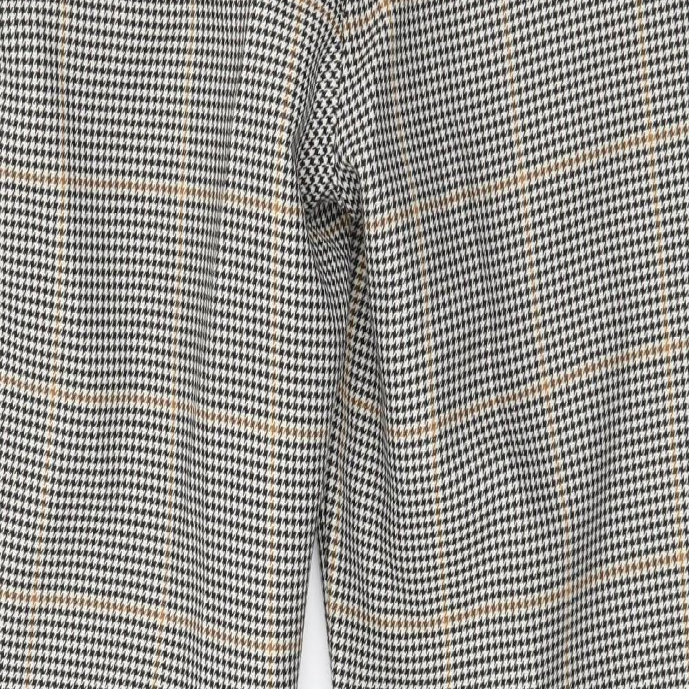 H&M Womens Black Houndstooth Polyester Trousers  Size 8 L26 in Regular Zip