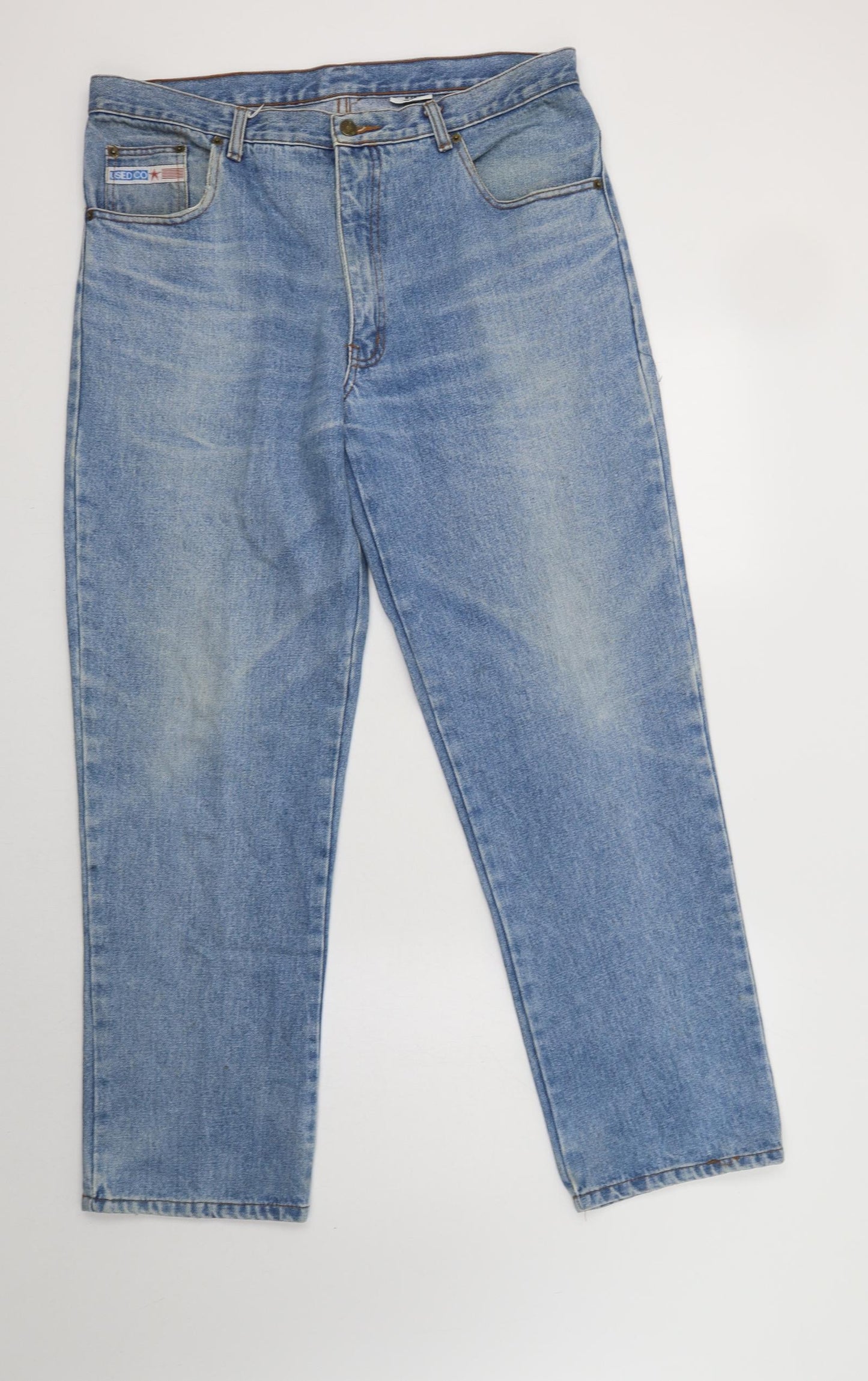 Used Co Mens Blue  Cotton Skinny Jeans Size 38 L31 in Regular Button