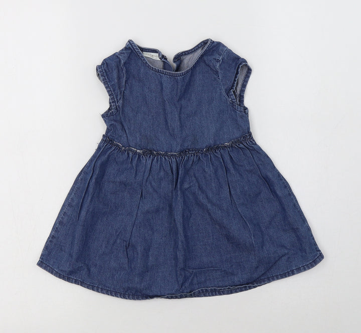 NEXT Baby Blue  Cotton A-Line  Size 12-18 Months  Round Neck Button