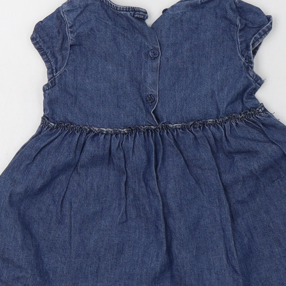 NEXT Baby Blue  Cotton A-Line  Size 12-18 Months  Round Neck Button