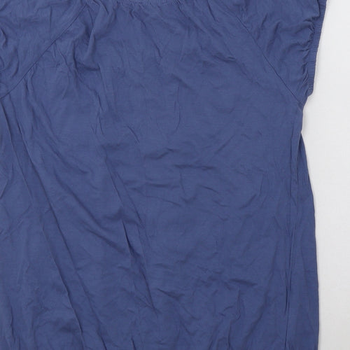 Papaya Womens Blue  Cotton Basic Blouse Size 14 Round Neck
