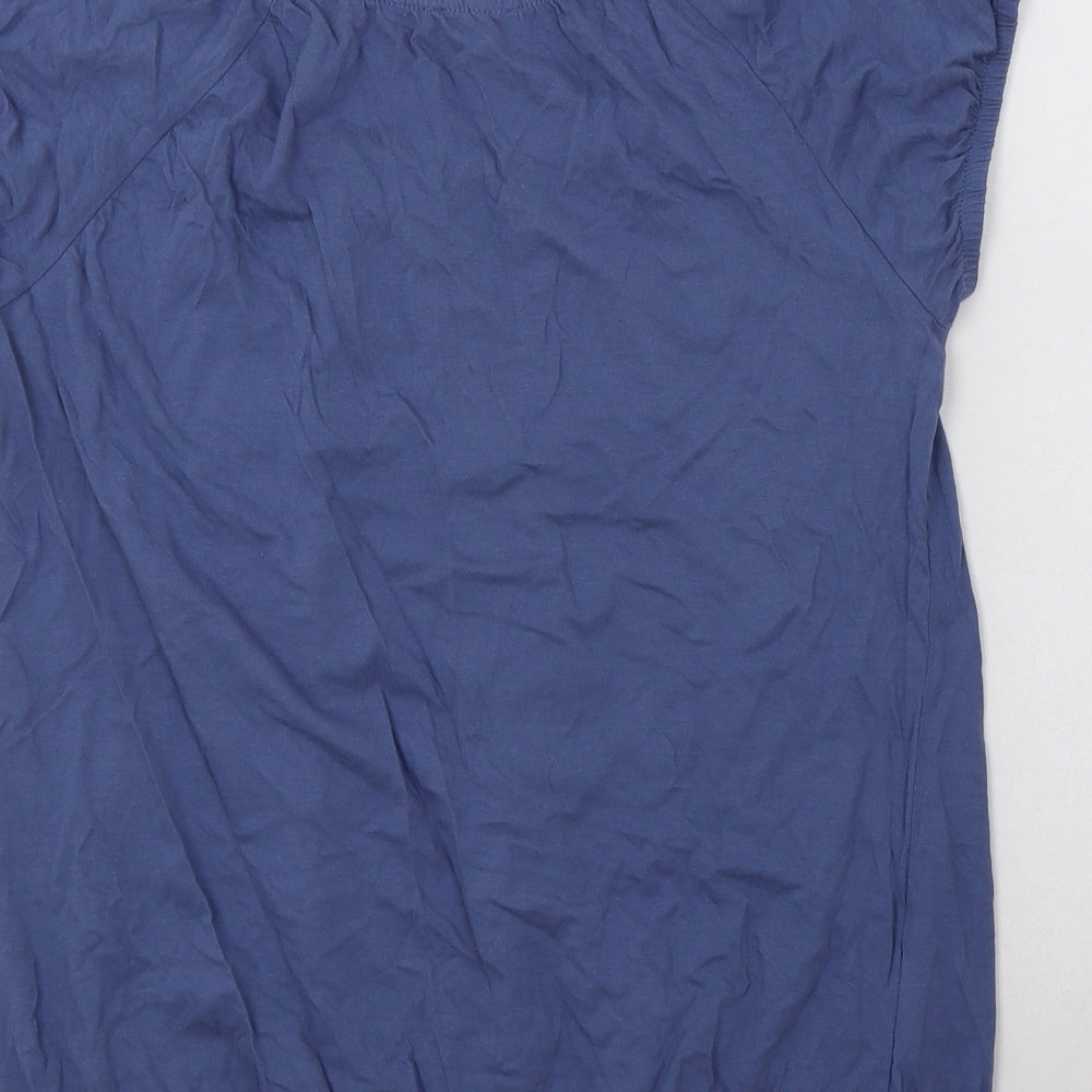 Papaya Womens Blue  Cotton Basic Blouse Size 14 Round Neck