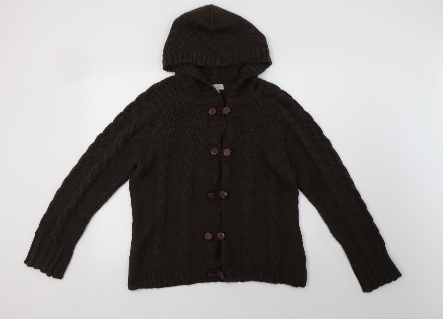 Per Una Womens Brown High Neck  Acrylic Cardigan Jumper Size L