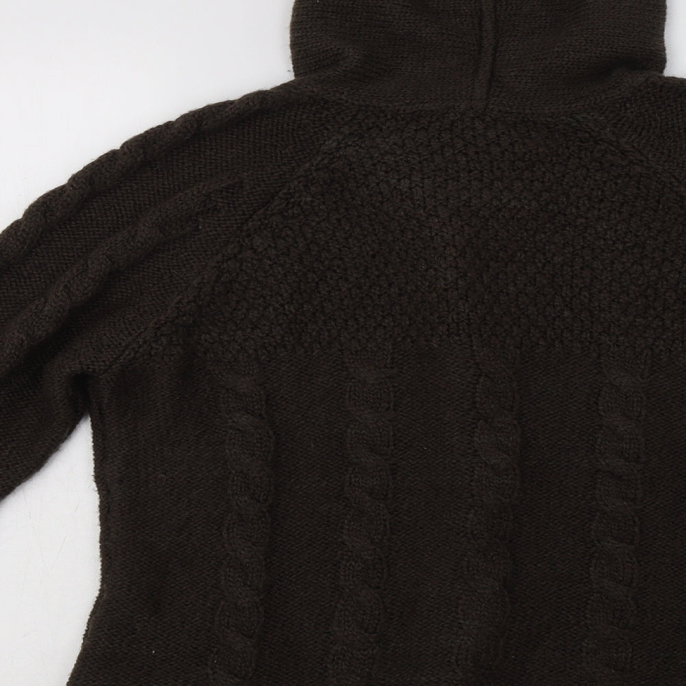 Per Una Womens Brown High Neck  Acrylic Cardigan Jumper Size L