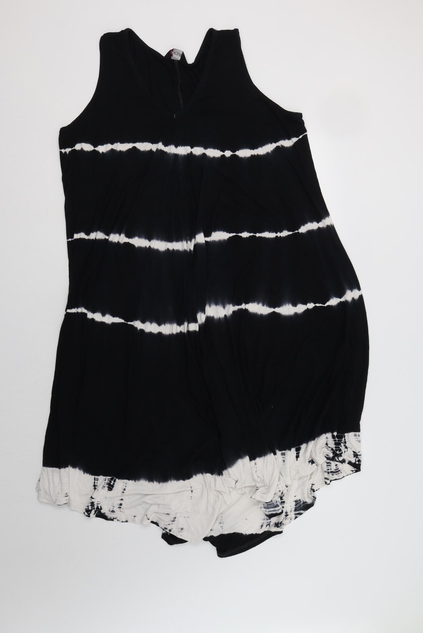 Love Yours Womens Black Striped Viscose Tank Dress  Size 20  V-Neck