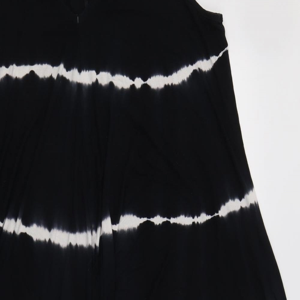 Love Yours Womens Black Striped Viscose Tank Dress  Size 20  V-Neck