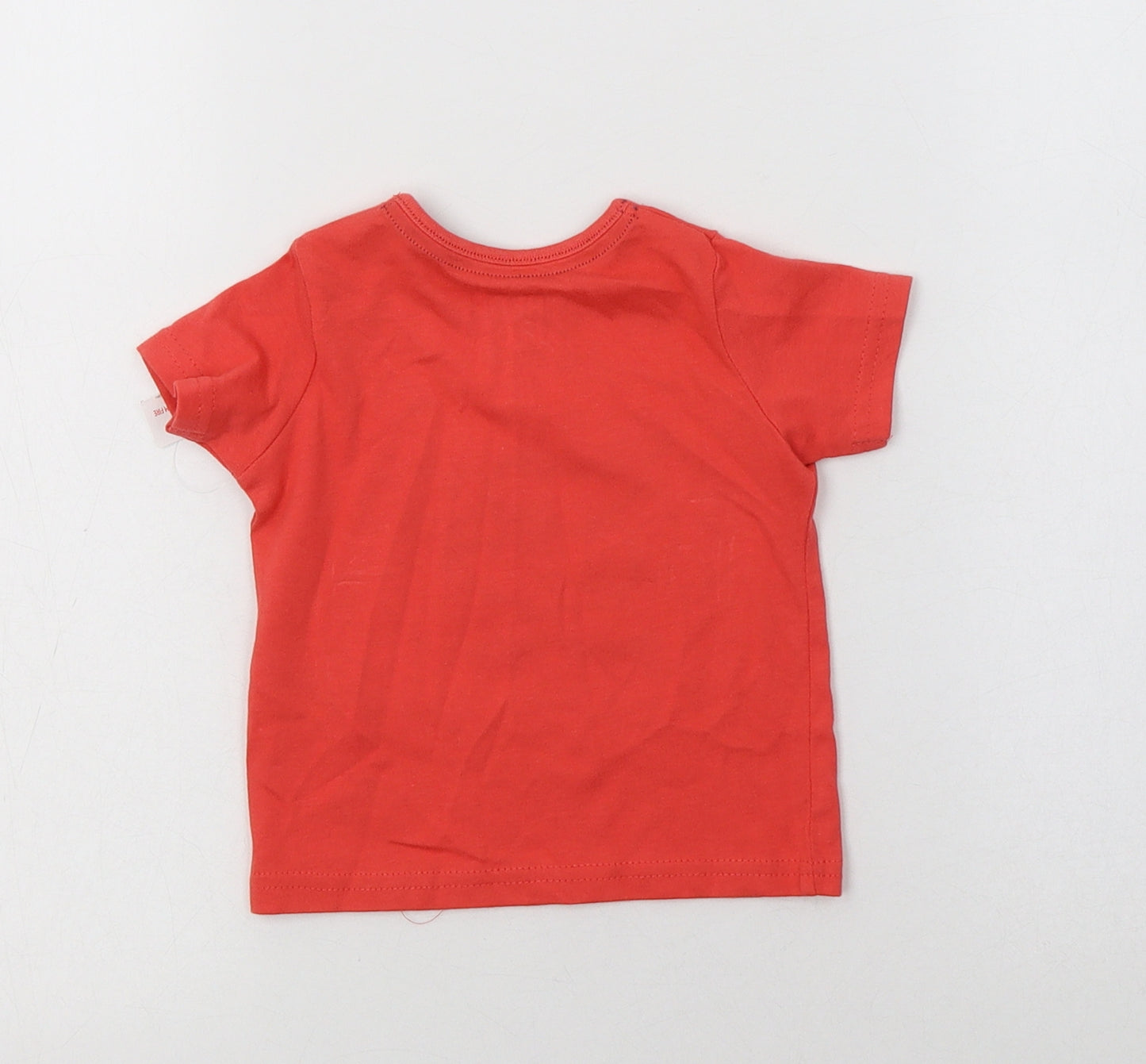 F&F Baby Red  Cotton Basic T-Shirt Size 0-3 Months Crew Neck Snap