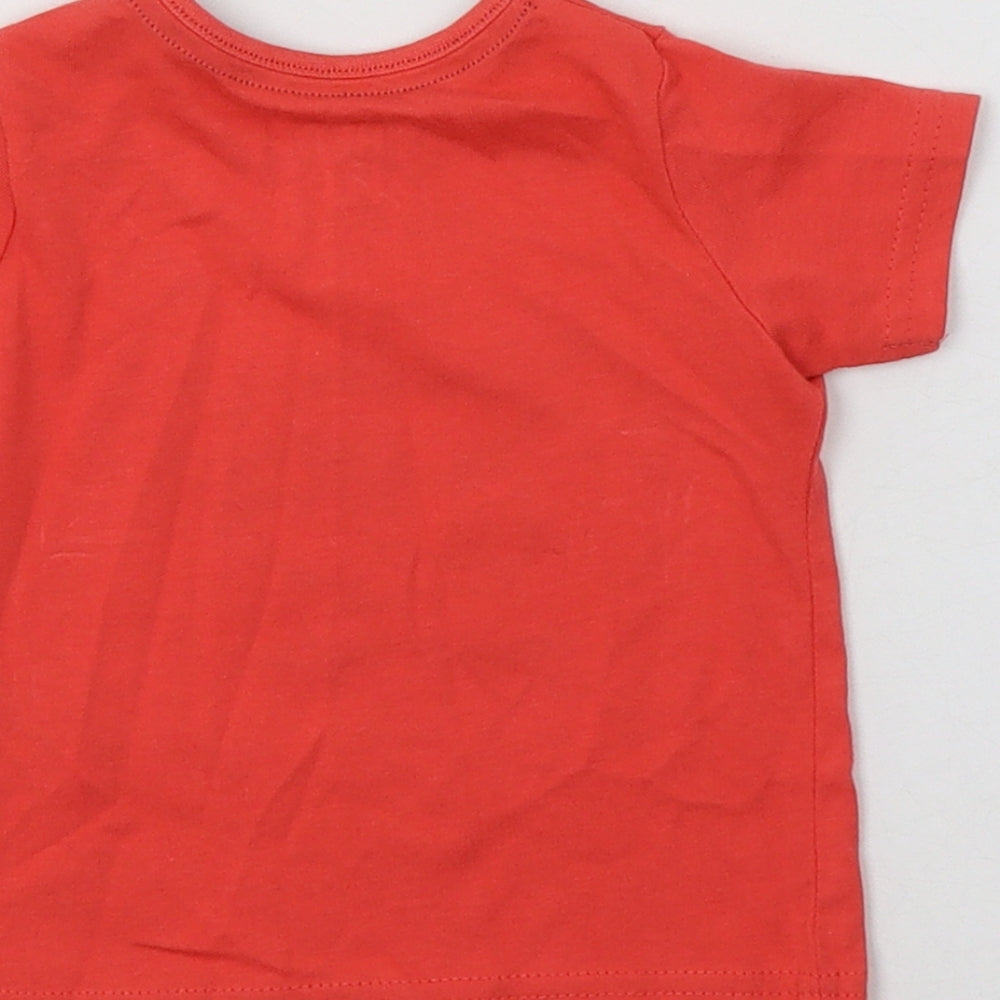 F&F Baby Red  Cotton Basic T-Shirt Size 0-3 Months Crew Neck Snap