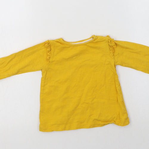 Peacocs Baby Yellow  Cotton Basic T-Shirt Size 6-9 Months Crew Neck Snap