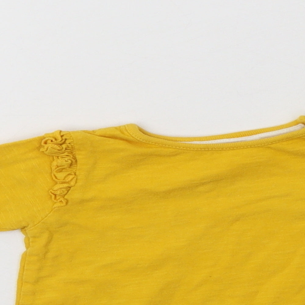 Peacocs Baby Yellow  Cotton Basic T-Shirt Size 6-9 Months Crew Neck Snap