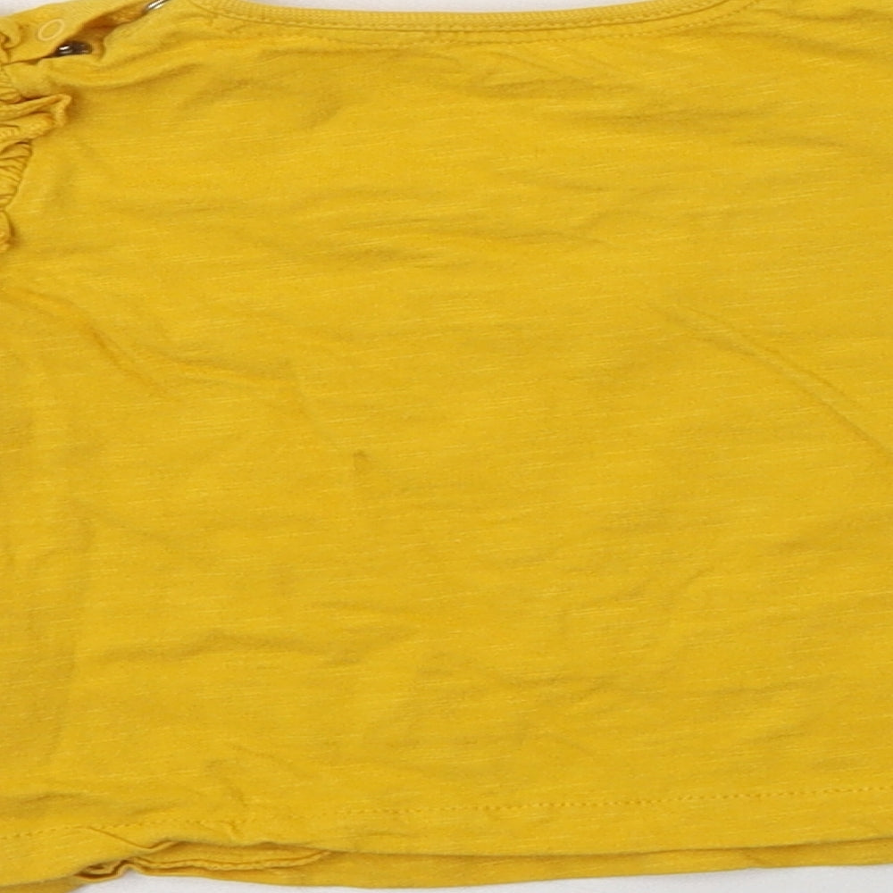 Peacocs Baby Yellow  Cotton Basic T-Shirt Size 6-9 Months Crew Neck Snap