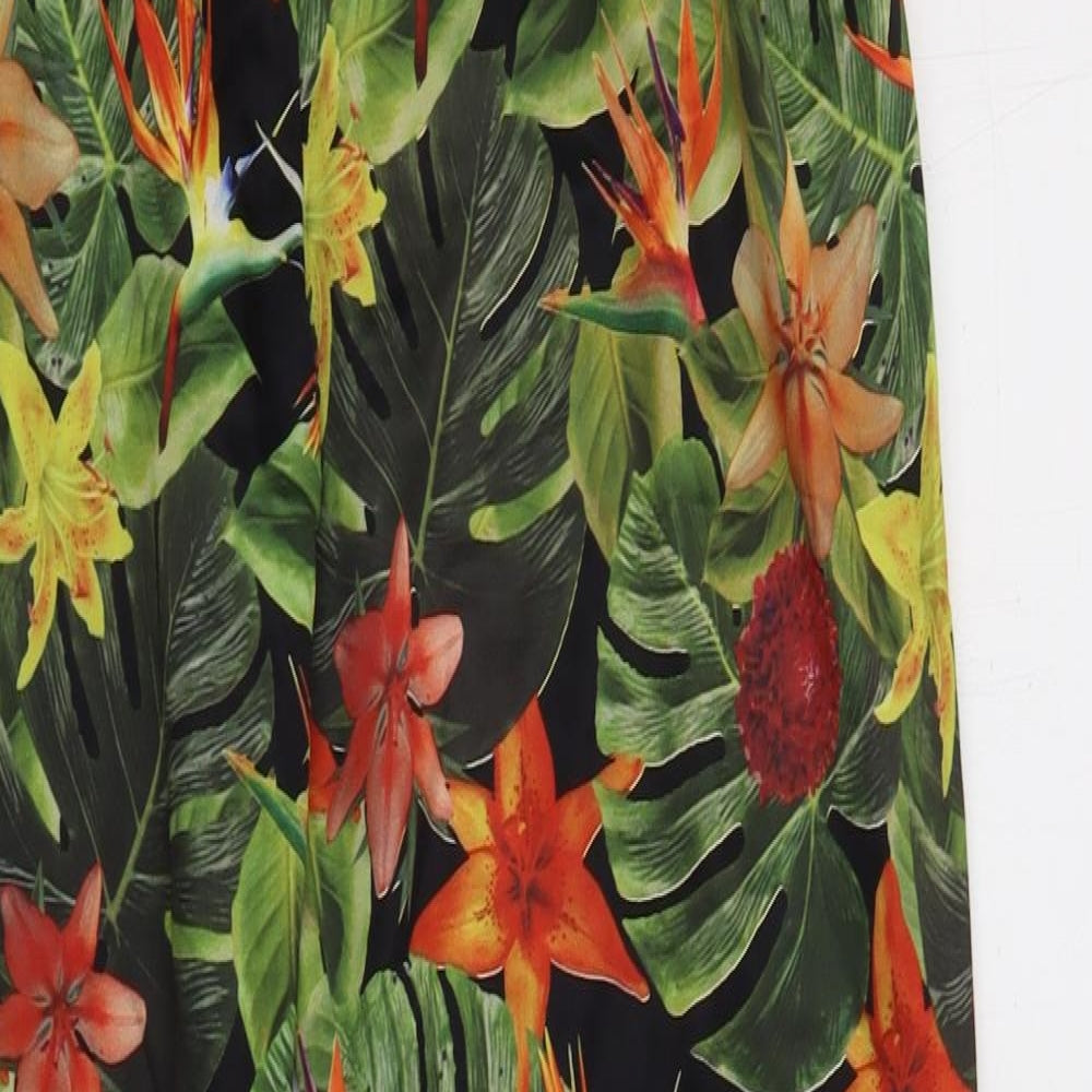 Primark Womens Multicoloured Floral Polyester Trousers  Size 12 L29 in Regular Zip