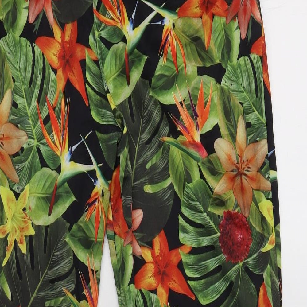 Primark Womens Multicoloured Floral Polyester Trousers  Size 12 L29 in Regular Zip