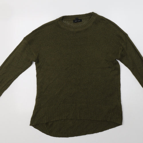 New Look Womens Green Crew Neck  Acrylic Pullover Jumper Size M