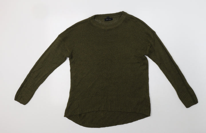 New Look Womens Green Crew Neck Acrylic Pullover Jumper Size M