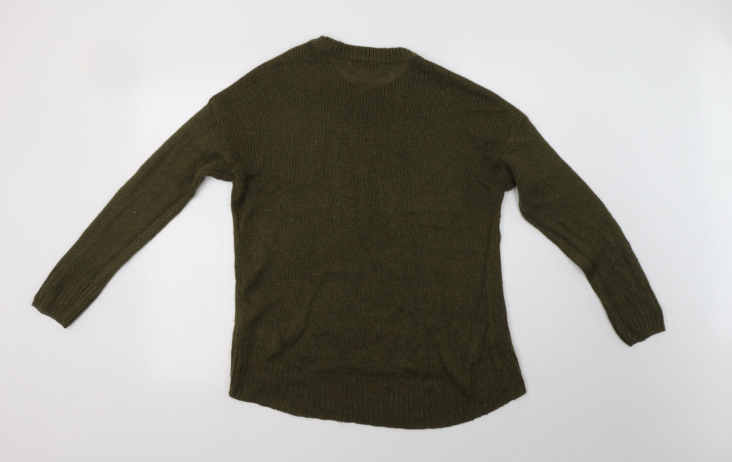 New Look Womens Green Crew Neck  Acrylic Pullover Jumper Size M