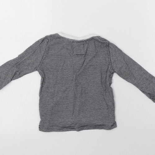 NEXT Baby Blue Striped Cotton Basic Blouse Size 9-12 Months Henley Button