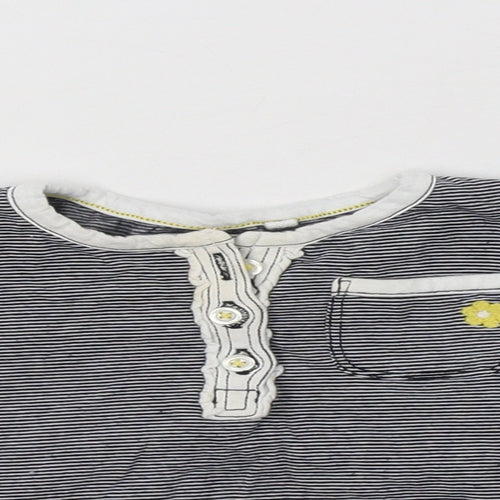 NEXT Baby Blue Striped Cotton Basic Blouse Size 9-12 Months Henley Button