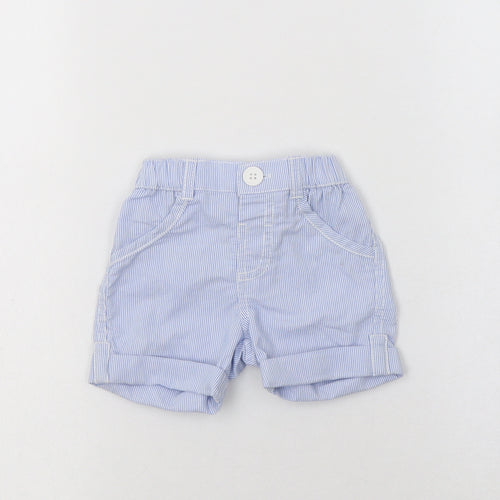 George Baby Blue Striped Cotton Jogger Trousers Size 0-3 Months  Button