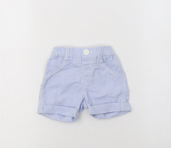 George Baby Blue Striped Cotton Jogger Trousers Size 0-3 Months Button