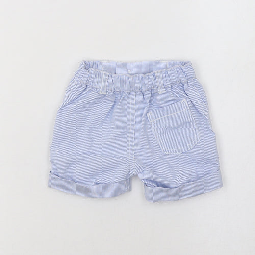 George Baby Blue Striped Cotton Jogger Trousers Size 0-3 Months  Button