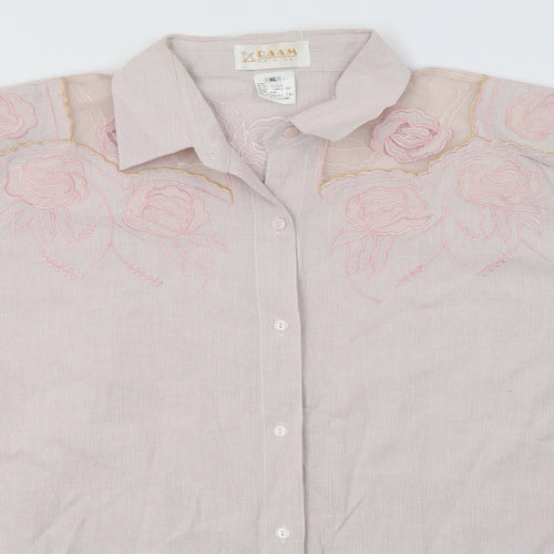 Raam Womens Pink Floral Cotton Basic Button-Up Size XL Collared