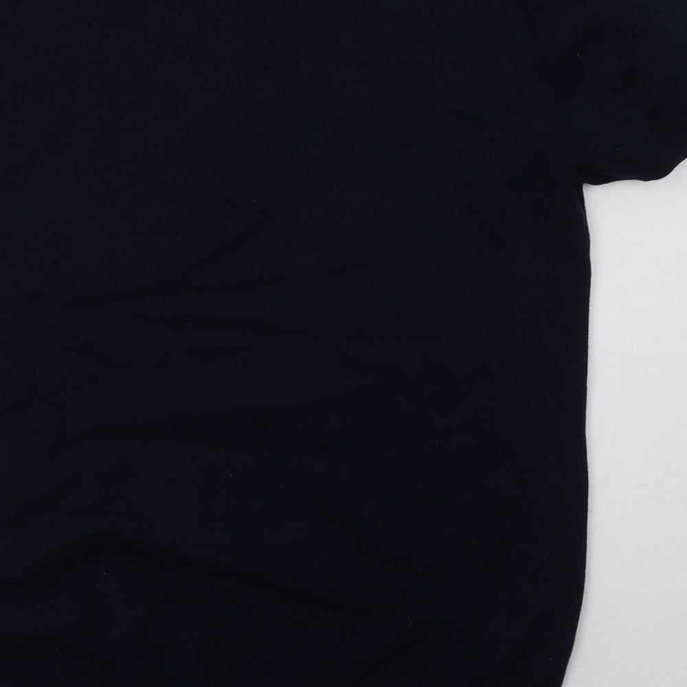 Matalan Mens Blue Collared Striped Cotton Henley Jumper Size M