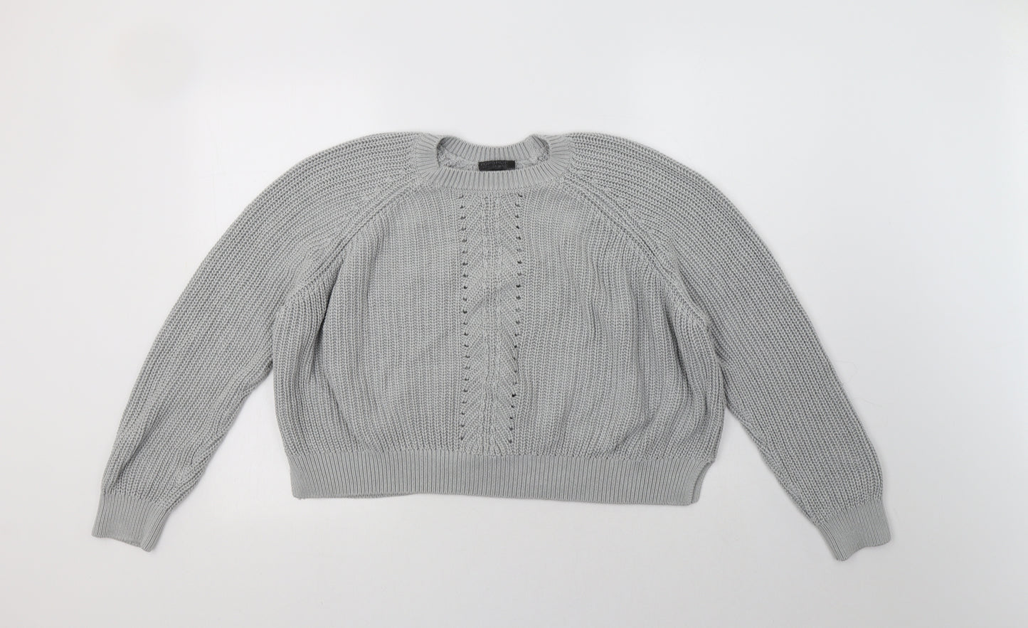 Topshop Womens Green Crew Neck  Cotton Pullover Jumper Size 12