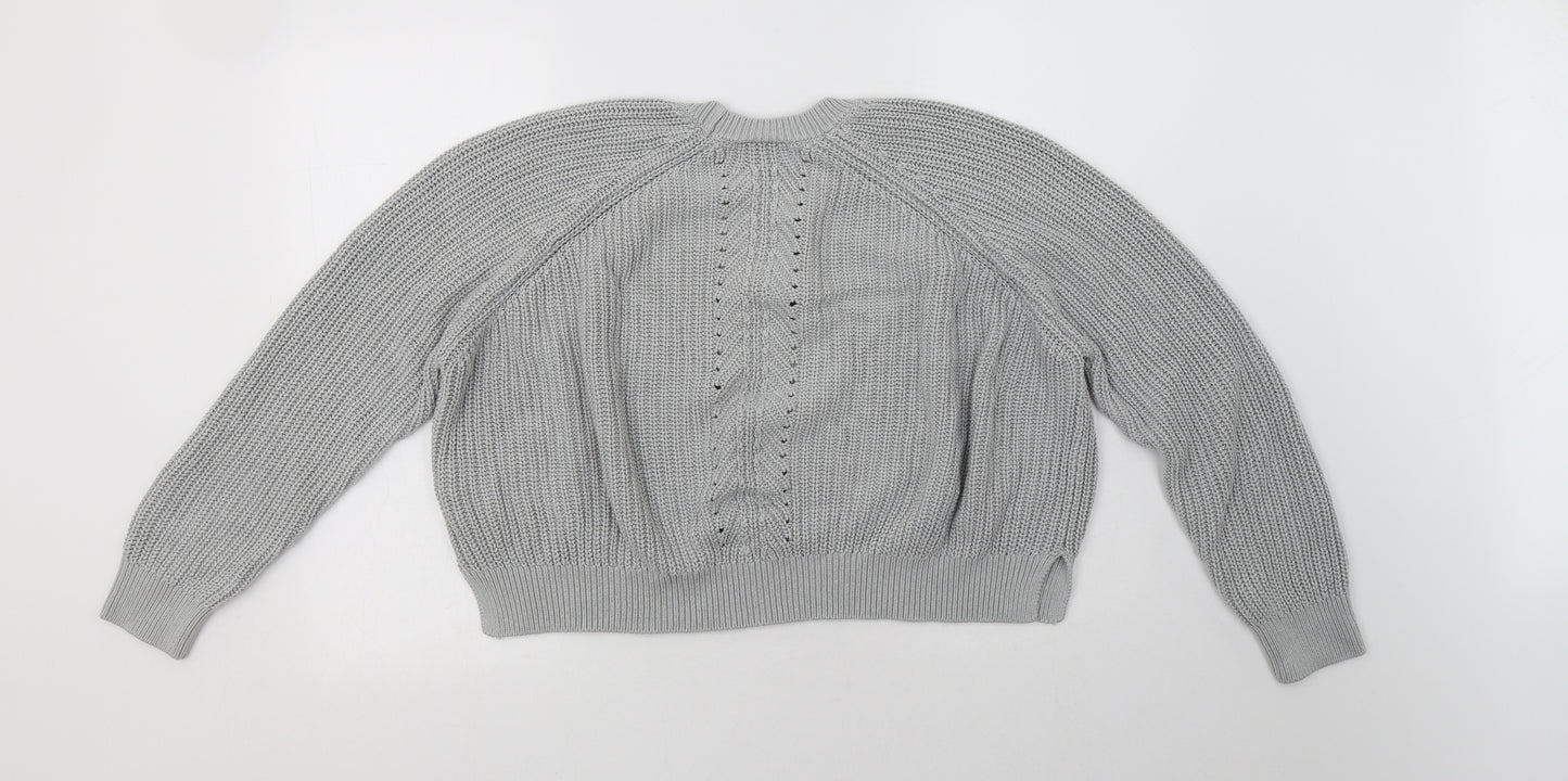 Topshop Womens Green Crew Neck  Cotton Pullover Jumper Size 12