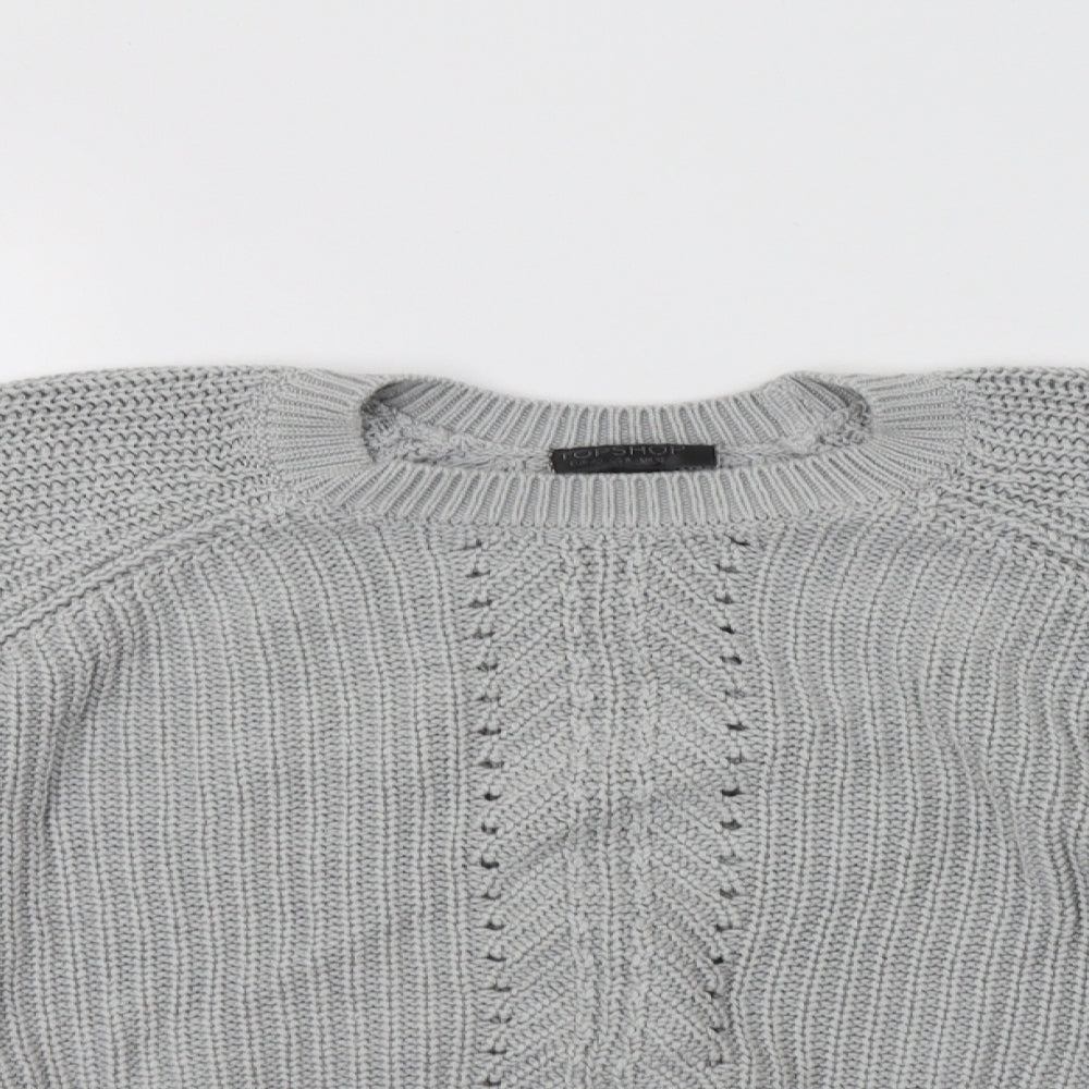 Topshop Womens Green Crew Neck  Cotton Pullover Jumper Size 12