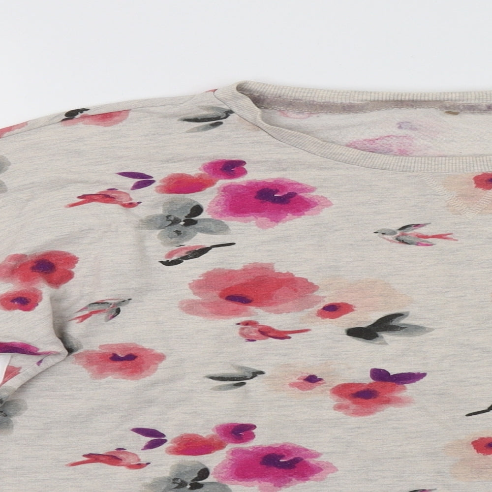 George Womens Grey Floral Cotton Pullover Sweatshirt Size 14