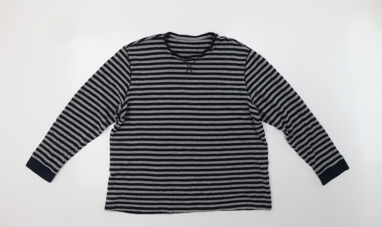 George Mens Blue Striped Cotton  Pyjama Top Size 2XL