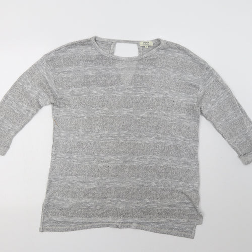 Papaya Womens Grey Crew Neck  Viscose Pullover Jumper Size M