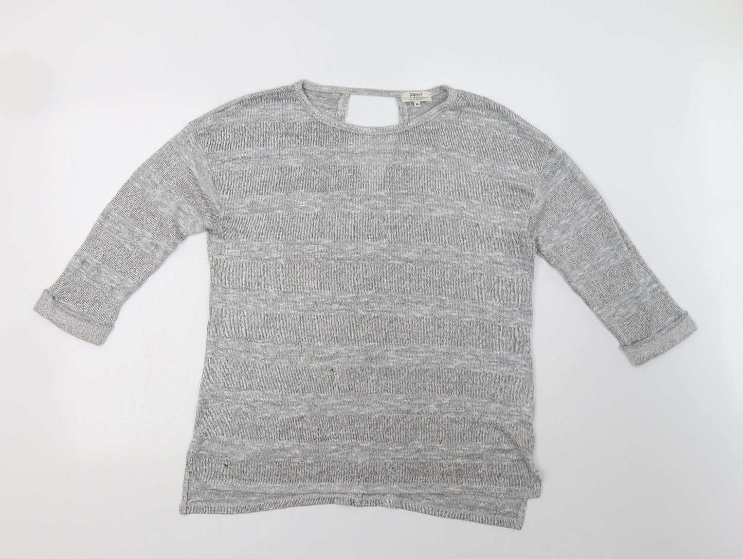 Papaya Womens Grey Crew Neck  Viscose Pullover Jumper Size M