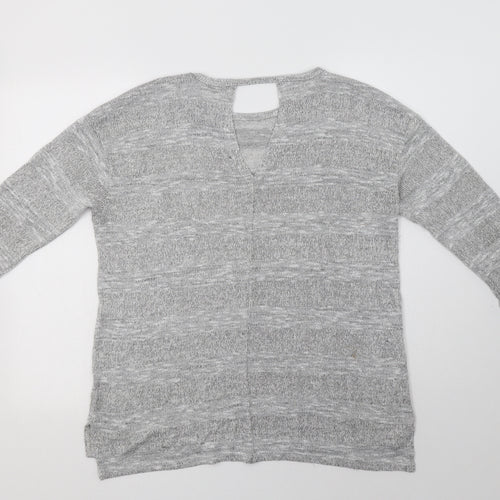Papaya Womens Grey Crew Neck  Viscose Pullover Jumper Size M