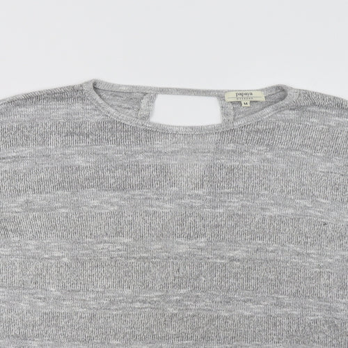 Papaya Womens Grey Crew Neck  Viscose Pullover Jumper Size M