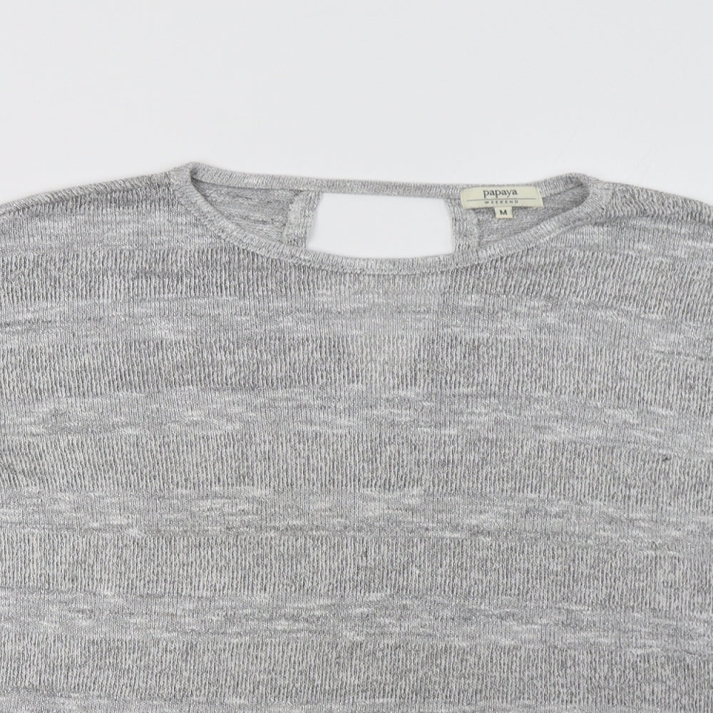 Papaya Womens Grey Crew Neck  Viscose Pullover Jumper Size M