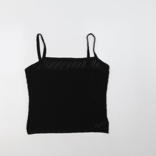 St Bernard Womens Black  Acrylic Camisole Blouse Size 14 Square Neck
