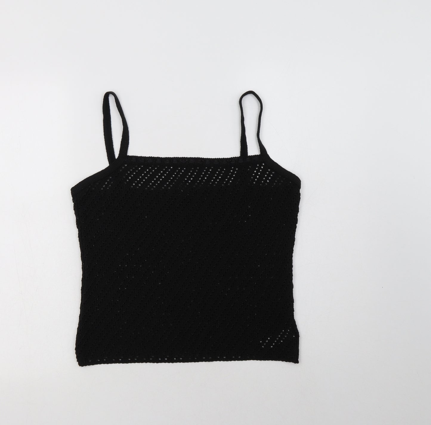 St Bernard Womens Black  Acrylic Camisole Blouse Size 14 Square Neck