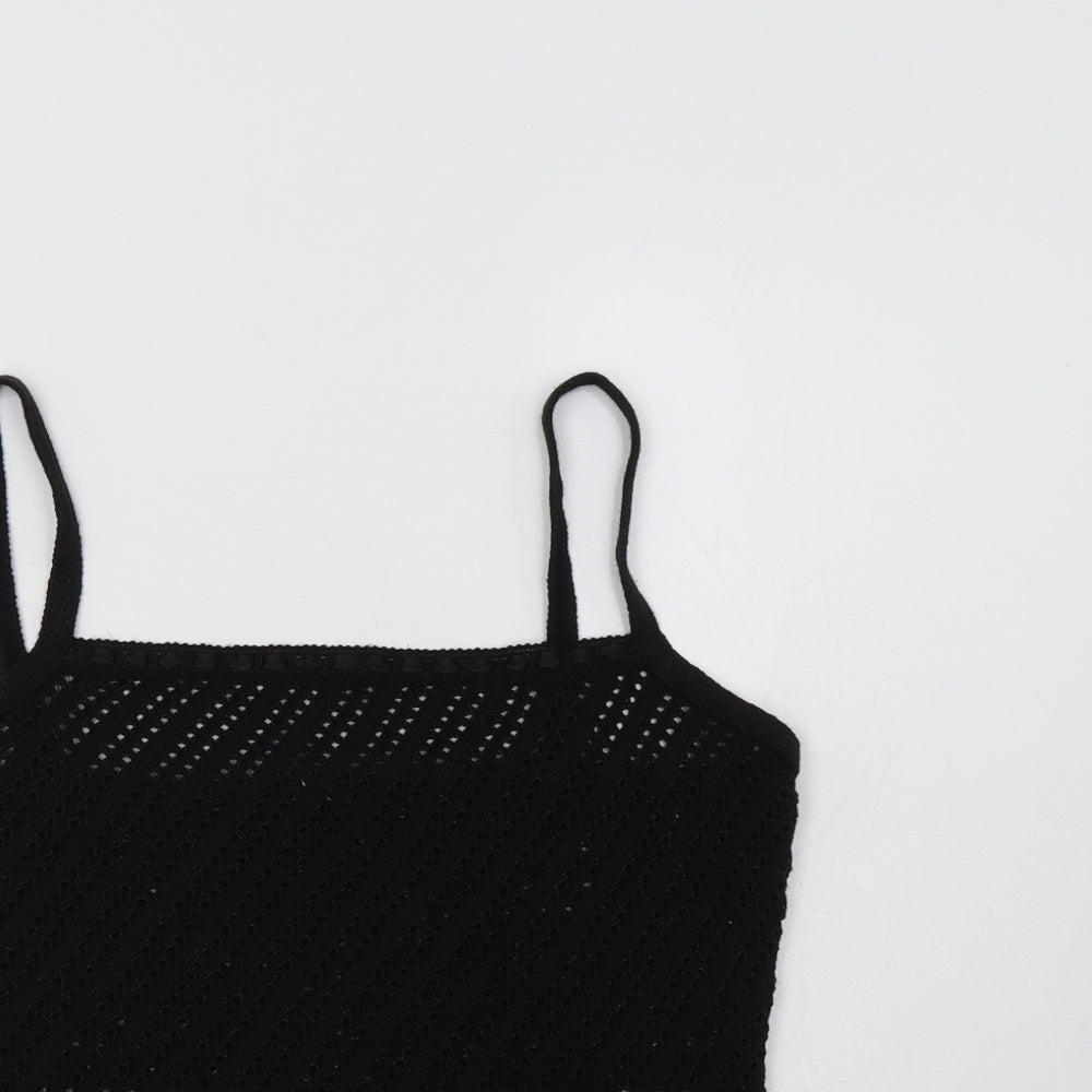 St Bernard Womens Black  Acrylic Camisole Blouse Size 14 Square Neck
