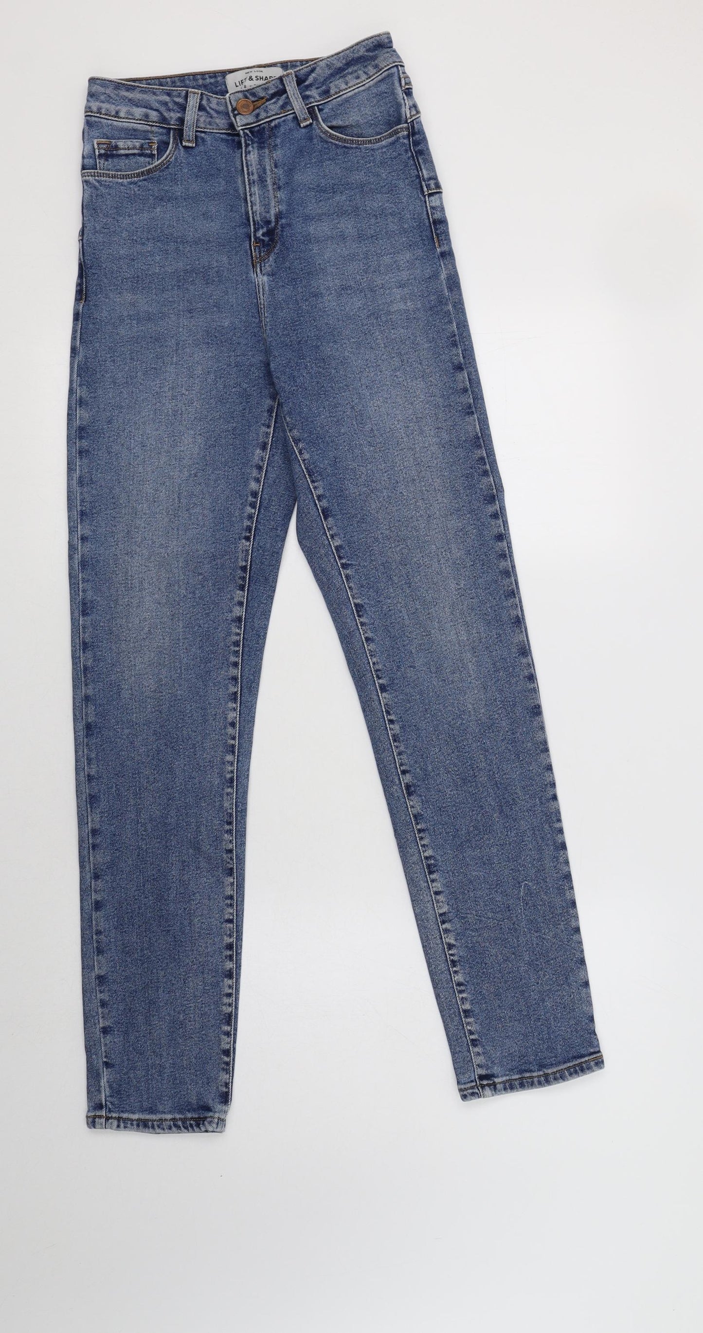 New Look Womens Blue  Cotton Mom Jeans Size 8 L30 in Regular Buckle