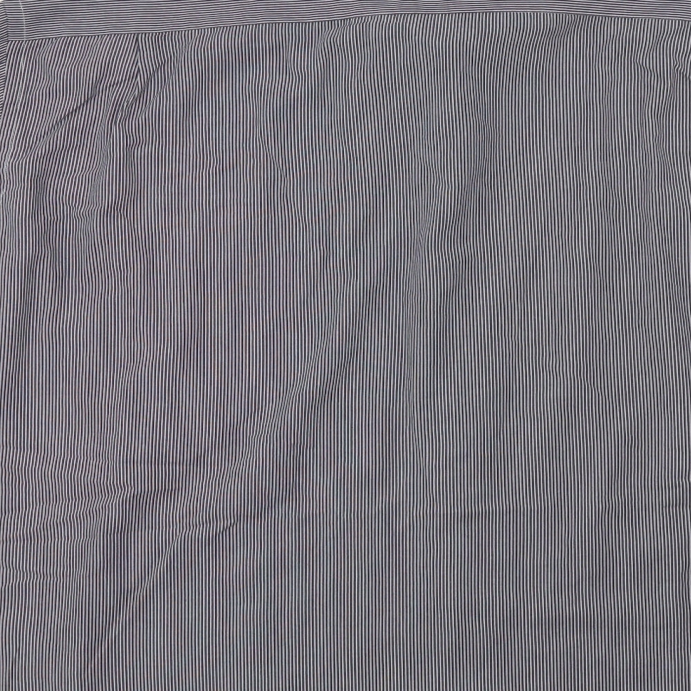 Thomas Nash Mens Blue Striped Polyester  Dress Shirt Size 19.5 Collared Button
