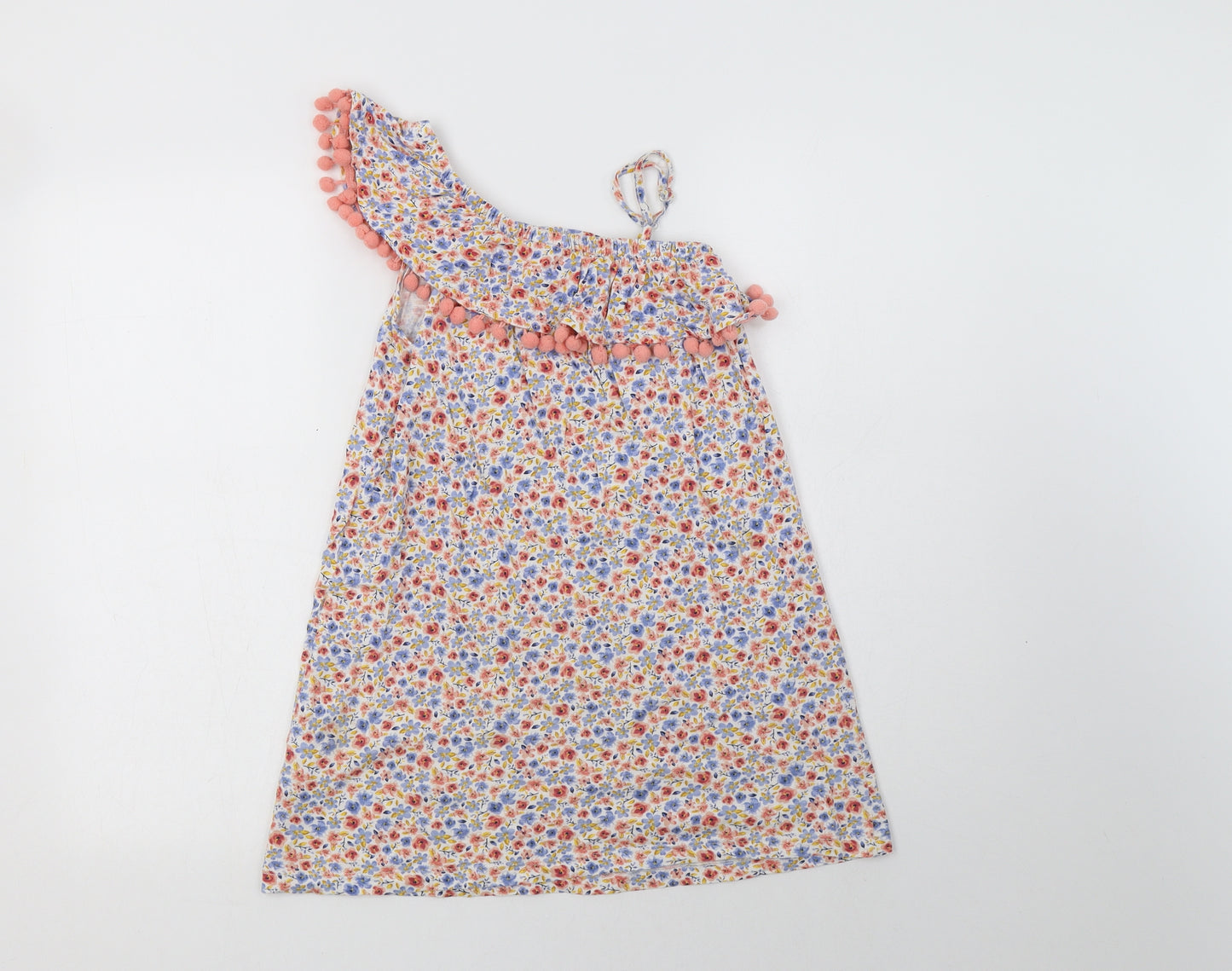 Matalan Girls Multicoloured Floral Cotton A-Line  Size 8 Years  One Shoulder