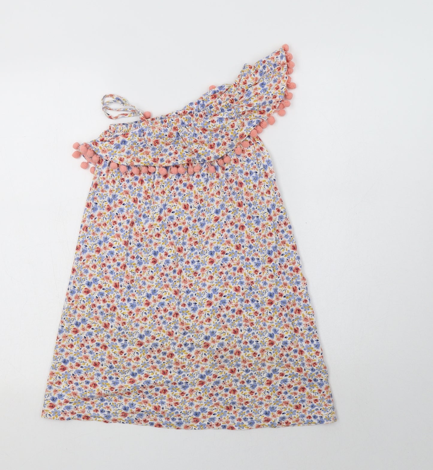 Matalan Girls Multicoloured Floral Cotton A-Line  Size 8 Years  One Shoulder