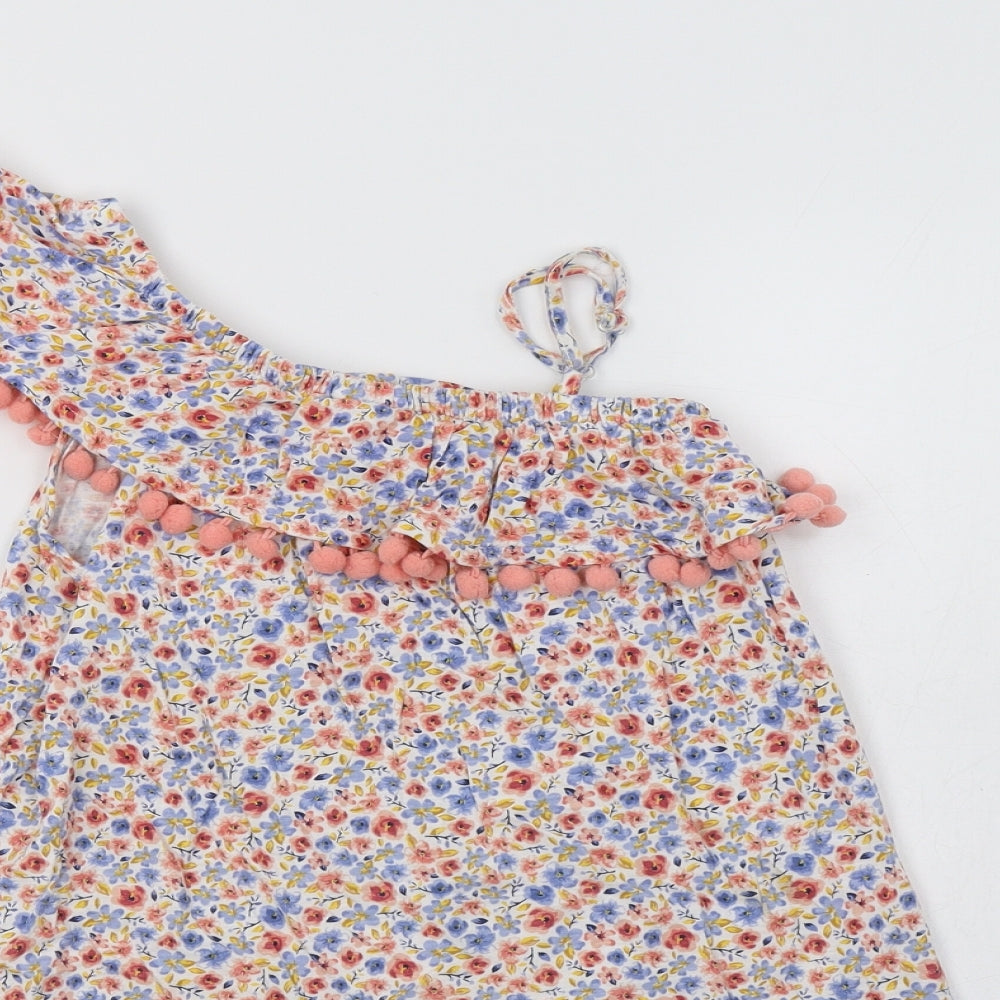 Matalan Girls Multicoloured Floral Cotton A-Line  Size 8 Years  One Shoulder