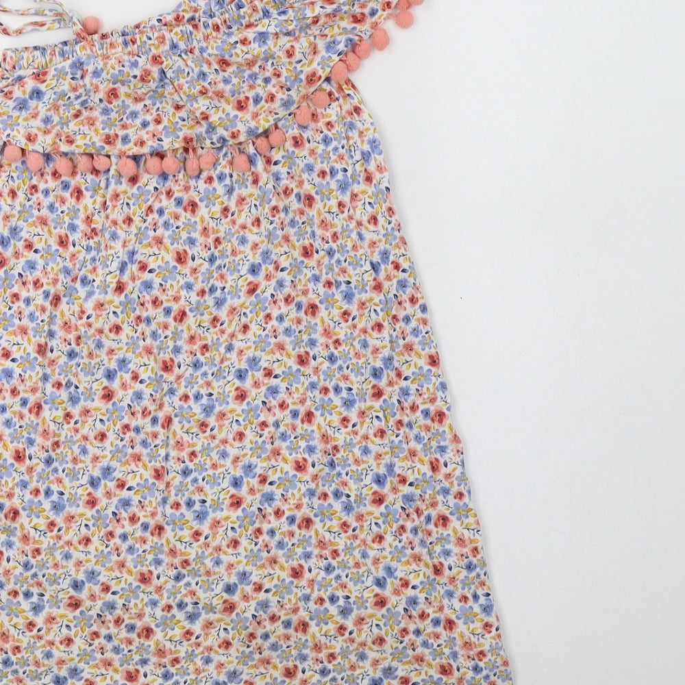 Matalan Girls Multicoloured Floral Cotton A-Line  Size 8 Years  One Shoulder